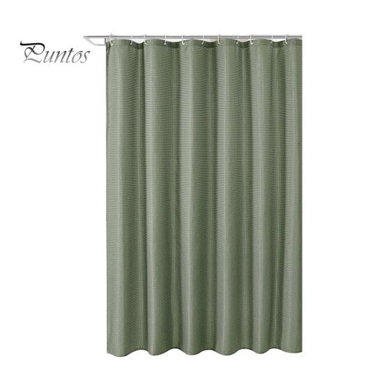 

1 комплект занавесок для душа с крючками, вафельная текстура, многоцветная, плотная, легкая установка, уход, для отеля, кемпинга, ванной, автофургона, занавески для душа 180x180cm зелёный