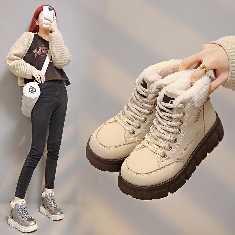 2025 winter Martin boots new ins Korean version of high-top velvet female students thick-soled casual warm street shot XT158