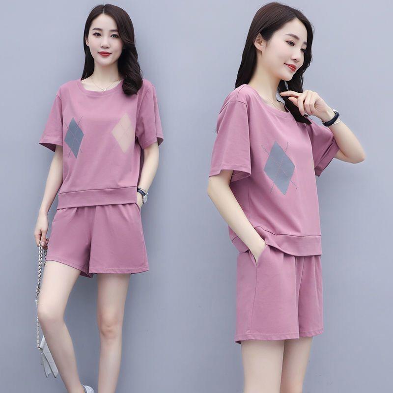 Sports Suit for Women, Summer Shorts, Casual Large Size, Loose, Slim, Fashionable and Stylish Two-piece Set