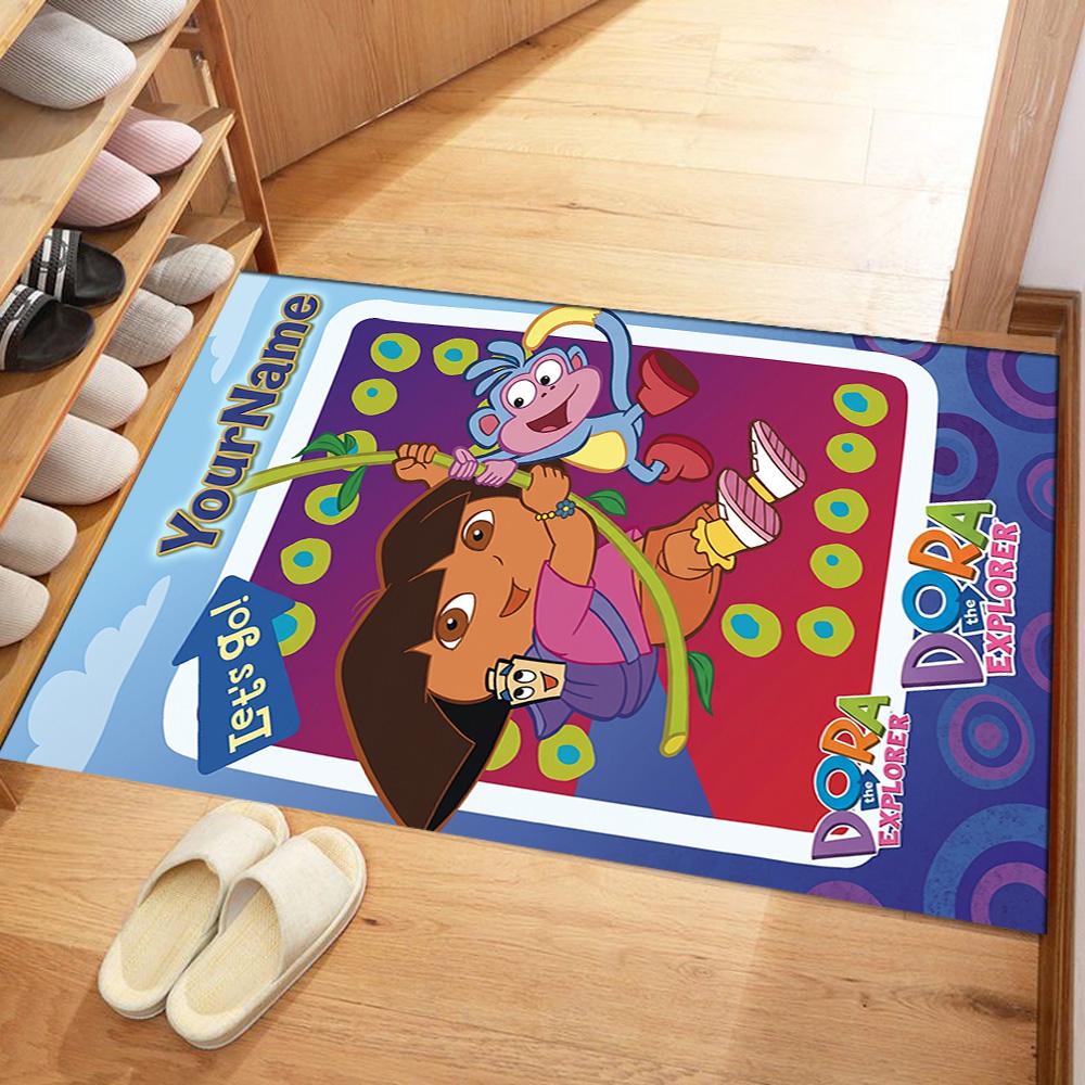 Dora Explorer Personalized Name Floor Mat Design for Hallway Outdoor Foyer Study room Antislip Carpet Decorate Offices