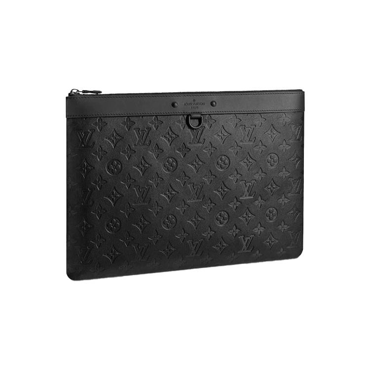 Louis Vuitton Discovery Pochette Klassisch Monogramm Geprägt Reißverschluss Groß Rindsleder Clutch Herren Clutch Schwarz M62903