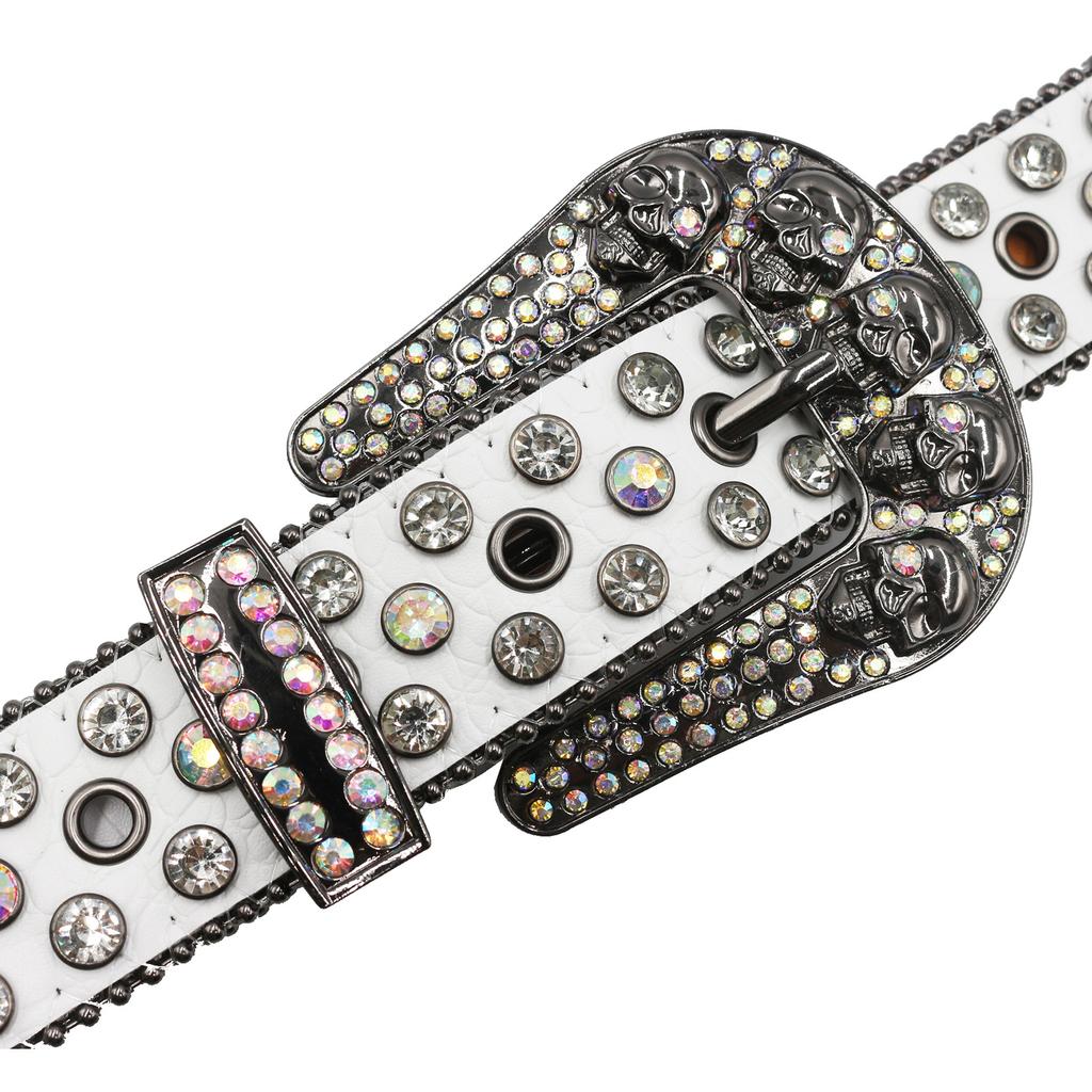 BB Belt European and American Dark Carved Buckle Rhinestone Inlay Belt Ins Sequin Punk Hip-hop Rivet Decorative Belt