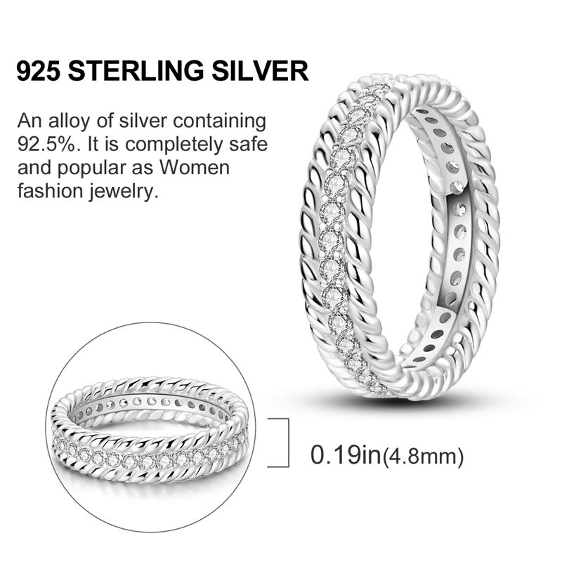 New 925 Silver Rings Zircon Sparkling CZ Rings Rings For Women Original Wedding Fine Jewelry Accessories Gifts