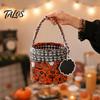 Großer Süßigkeitenhalter Halloween Kürbis Geist Leckerbissen Tasche, Niedlicher Korb mit Spitzenhenkel für Tragbaren Geschenkkorb Kinder, Gruselige Tasche Süßes oder Saures