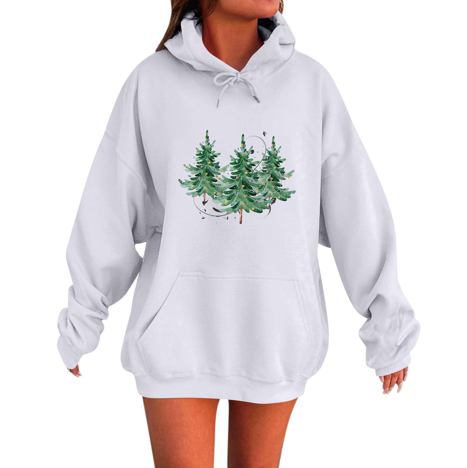 

Женская мода повседневная толстовка с длинным рукавом и круглым вырезом с принтом банта с капюшоном пуловер S белый