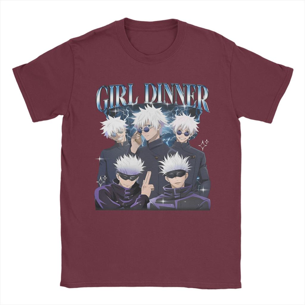 Unisexs Satoru Gojo Girl Dinner JJK Anime T Shirt Cotton Tops Crazy Short Sleeve Crewneck Tee Shirt Party TShirt