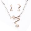 Rhinestone Faux Pearl Beaded Necklace Stud Earrings Bridal Wedding Jewelry Set