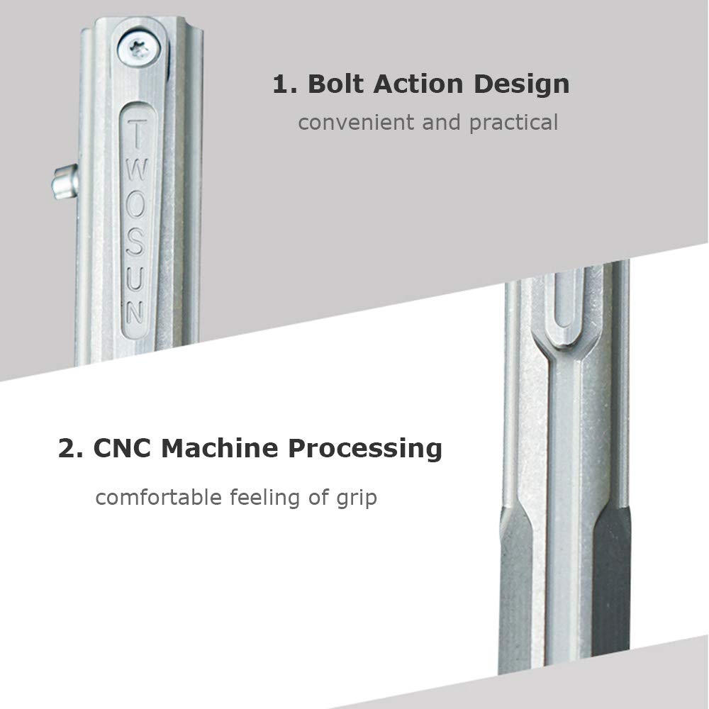 Hamans Bolt Action Titanium Ballpoint Pen with Compact EDC Tool Pen, Clip, Size, (Gray)