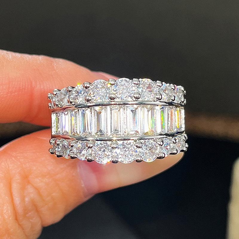 Classic Copper Alloy Zircon Ring Ladies Jewelry Wedding Promise Party Gift