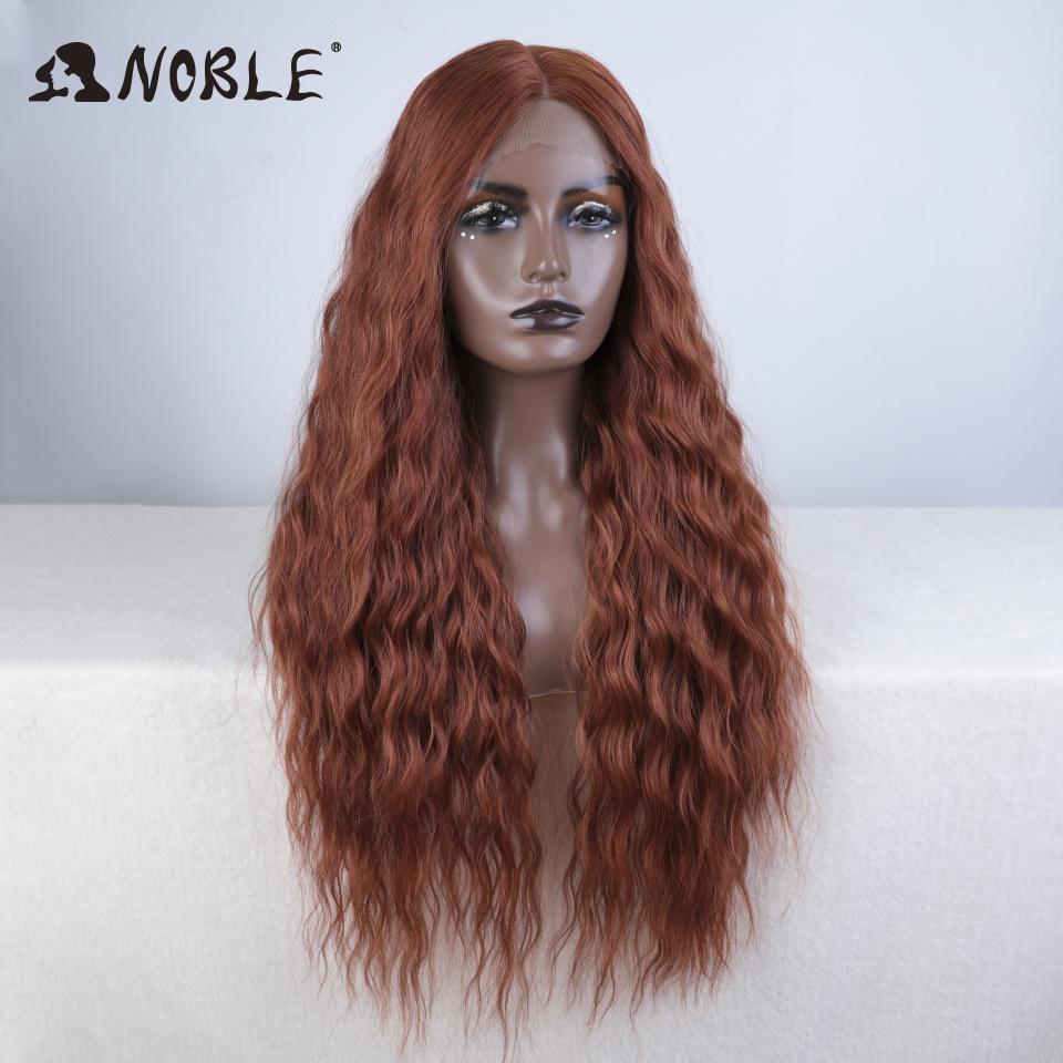 Noble Synthetic Lace Front Wig Long Wavy Ombre Blonde Wig Red Wigs Lace Part Synthetic Lace Wigs For Women Lace Front Wigs