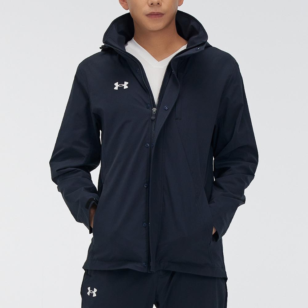 Under Armour Solid Color Logo Sports Training Woven Hooded Jacket Men Tops Black 21600409-001