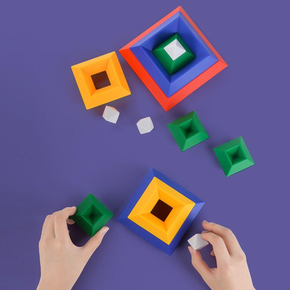 Tower Stack Toy Square Building Block Toys Pyramid Building Blocks Set Pyramid Block Rhombus Toys