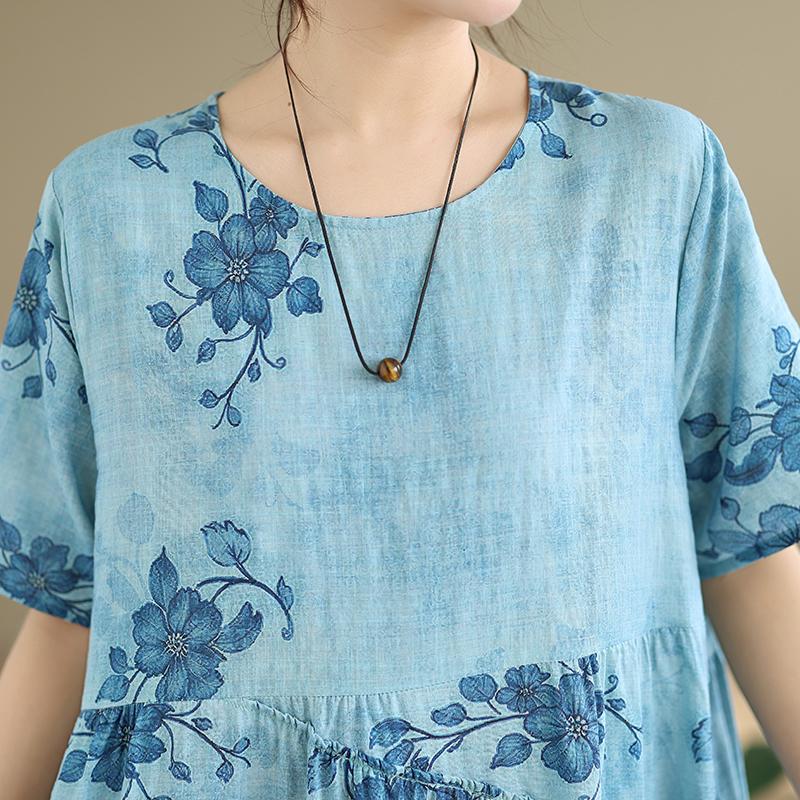DIMANAF New 2026 Women Plus Size Spring Summer Casual Long Dress Floral Print Cotton Loose Oversize Maxi Beach Sundress