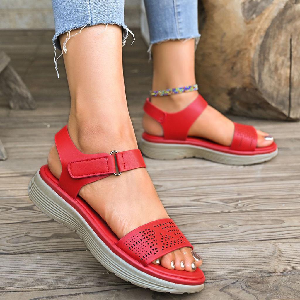 Fashion New Thick Bottom Roman Sandals Summer Casual Women's Shoes Peep Toe Sports Style Fashion Solid Color Wedge Female Beach Sandales