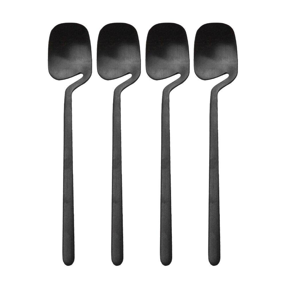 

4 шт. обеденная ложка из нержавеющей стали 304, набор столовых приборов, радужная десертная ложка, совок чёрный