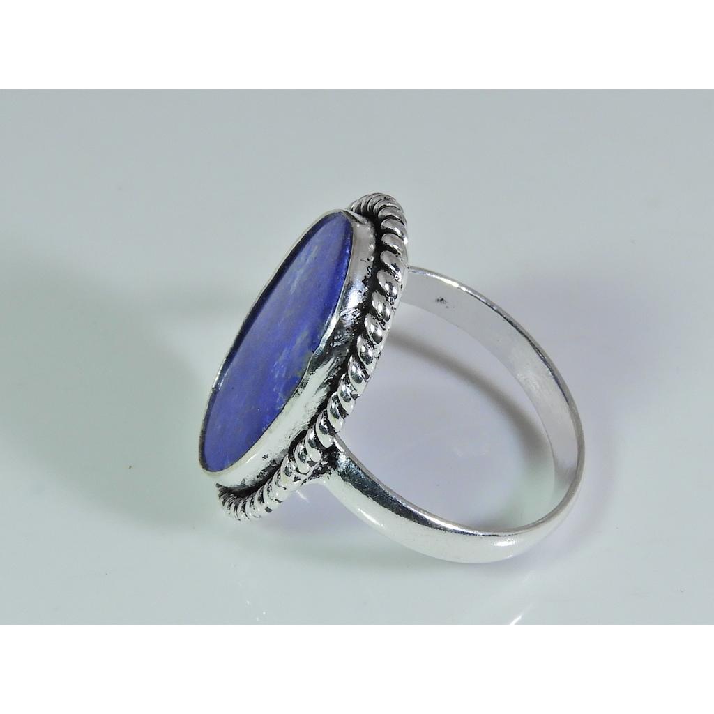 Natural Lapis Lazuli 925 Solid Sterling Silver Ring Size US-8.5 PG-48