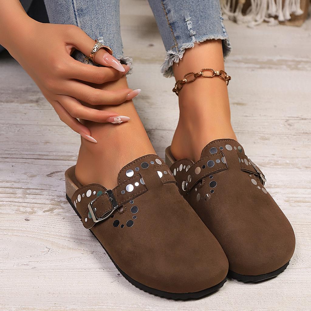 Faux Leather Cork Footbed Clogs for Women Memory Foam Arch Support Platform Slippers Women's Slip-ons Mules Potato Shoes Vegan Suede Clogs Sandals