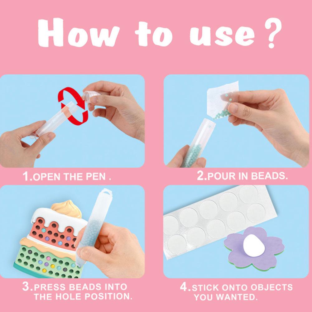 Handmade Bead Children Girls DIY Handmade Ballpoint Pen Set Cartoon Princess Diamond Stickers Educational Gift