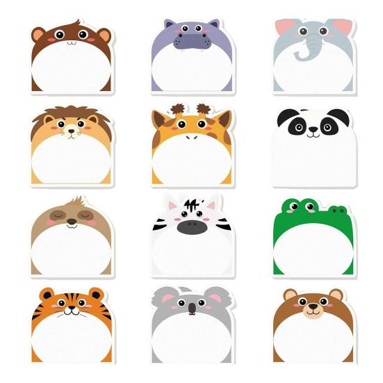 Self-Stick Memos 12Pcs/Set Cartoon Animal Note, 30 Sheets/Pad Self-adhesive Note Pad, Frog Adhesive Super Sticking Power Memo Post Stickies for School H