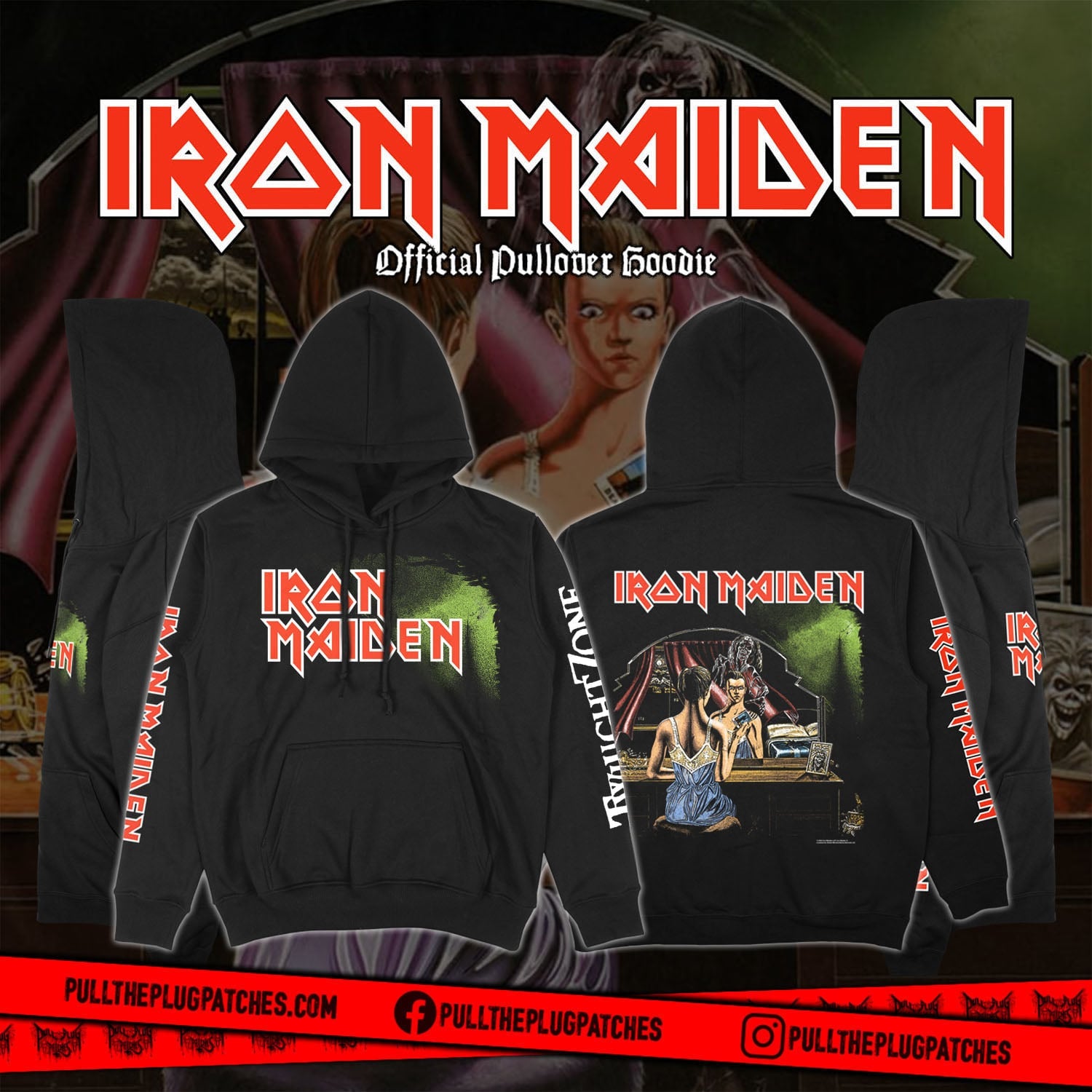 Iron Maiden Twilight Zone Pullover Hoodie Men Women Oversized Y2k Streetwear Fleece Pullover Heavy Metal Punk Band Graphic Clothing 4XL