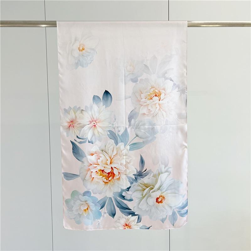 Silk Plain Crepe Satin Long Silk Scarf for Women