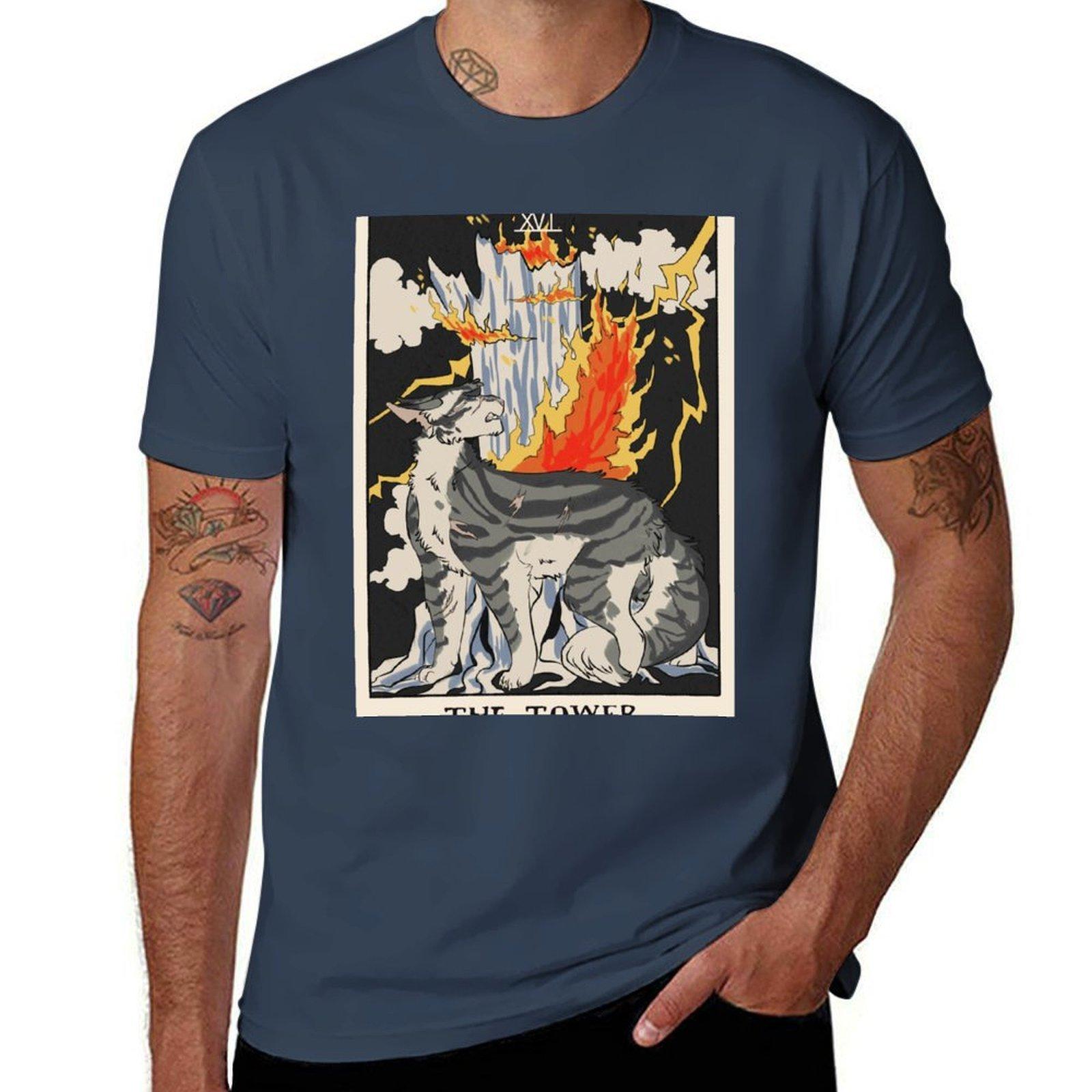 Warriors Tarot Series The Tower Tshirt Casual Trendy Short Sleeve Tshirt S