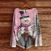 Women's Christmas Print Lightweight Sweater Casual Long Sleeve Knitted Pullover