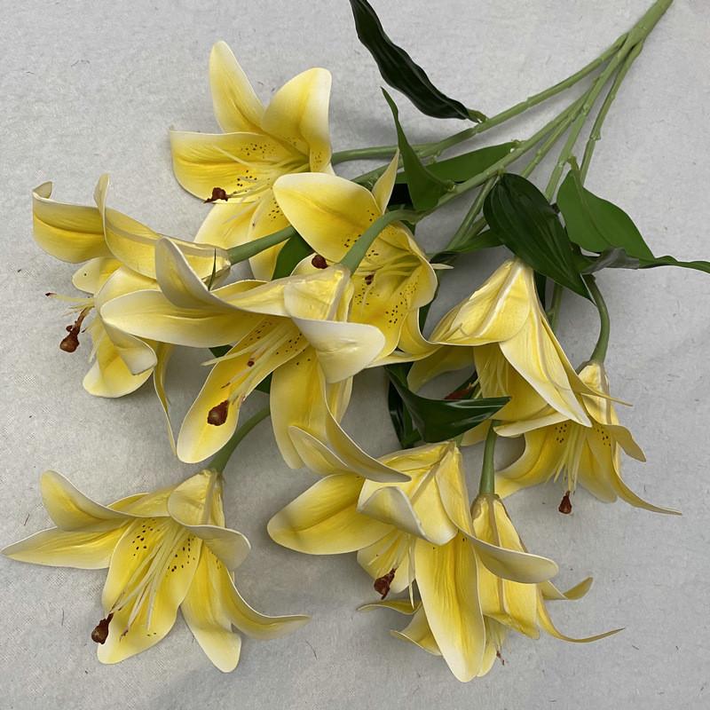 9 Artificial Flowers Stems Pu Material 3d Simulation Lilies Wedding Decor Home