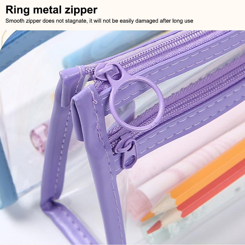Transparent Pencil Case Large Capacity Simple Pen Bag Waterproof Cosmetic Bag School Study Stationery Office Supplies Makeup Bag