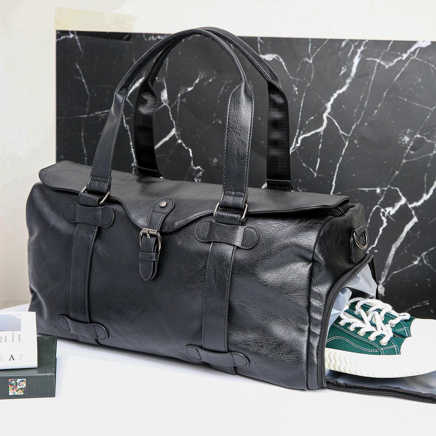 

Мужская дорожная сумка большой вместимости 2024 г.: Сумка для коротких поездок с разделением сухого/мокрого белья чёрный