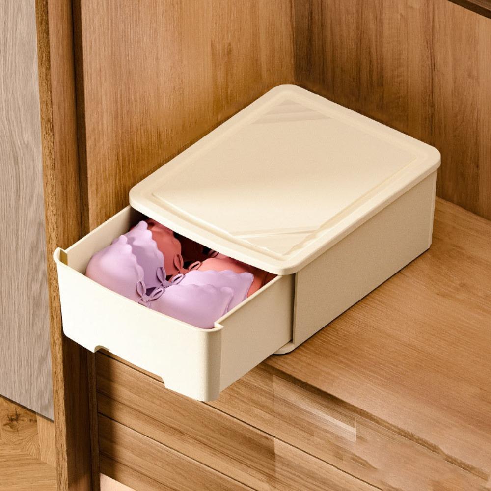 

Пластиковый органайзер для хранения нижнего белья выдвижного типа, практичная коробка для хранения носков, спальня Beige Style B