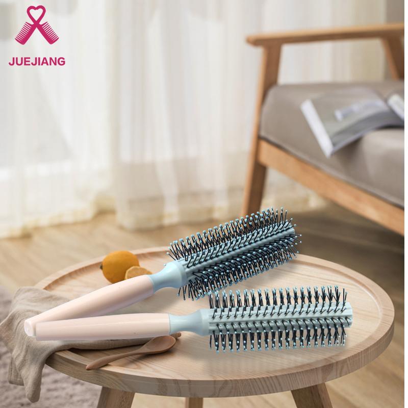 Super Hair Brush Plastic Barrel with Nylon Bristles with Anti Slip Handle Small Volumizing Hair Brush Comb