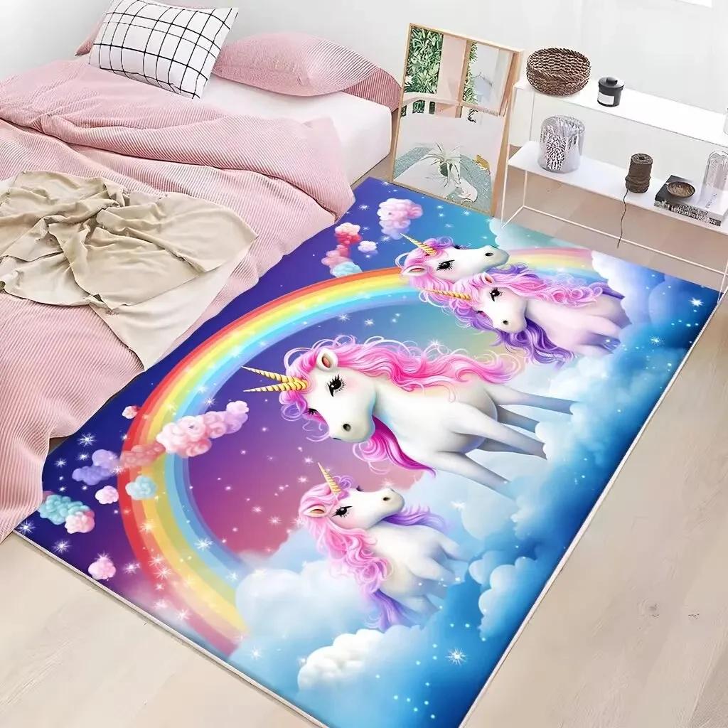 

Рожевий Милий Килим-Єдиноріг Дитяча Кімната М який Килим Кімнати для Дітей Килим біля Ліжка Вітальня Декоративний Кольоровий Килимок Нековзкий 40x60cm 16x24 inch