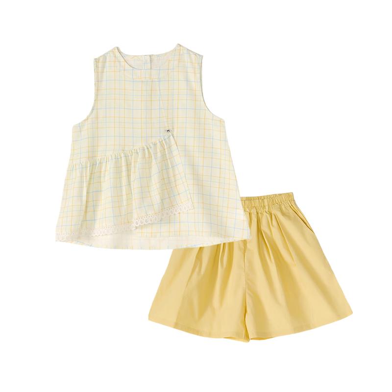 

Deesha Girls Plaid Short Sleeve Suit Set 140