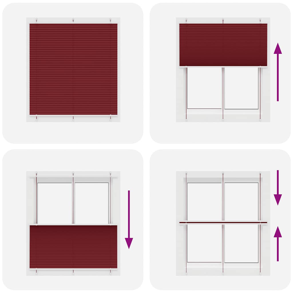 Burgundy Red Pleated Blind 120X100 Cm Fabric Width