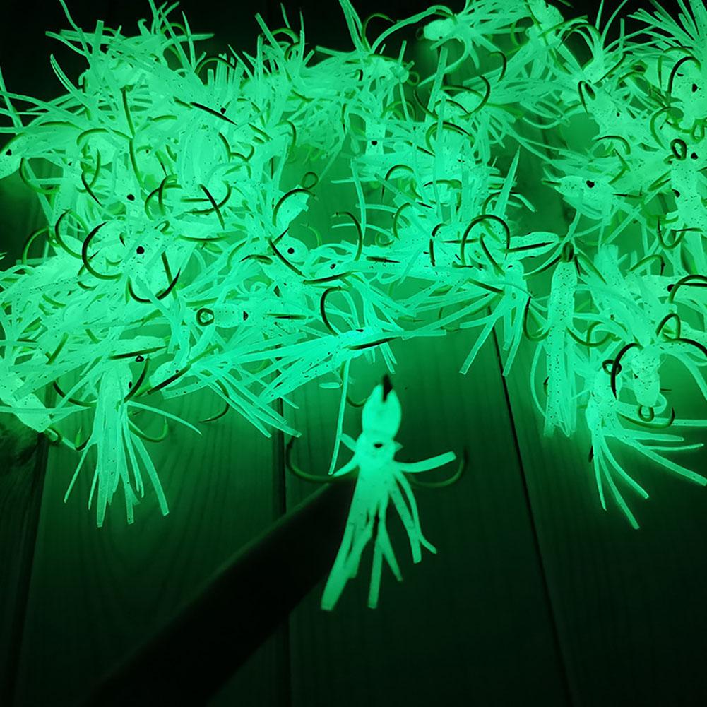 5pcs Squid Skirts Fishing Lures With Hooks Octopus Artificial Bait Fishing Jigs Luminous Fishing Hooks