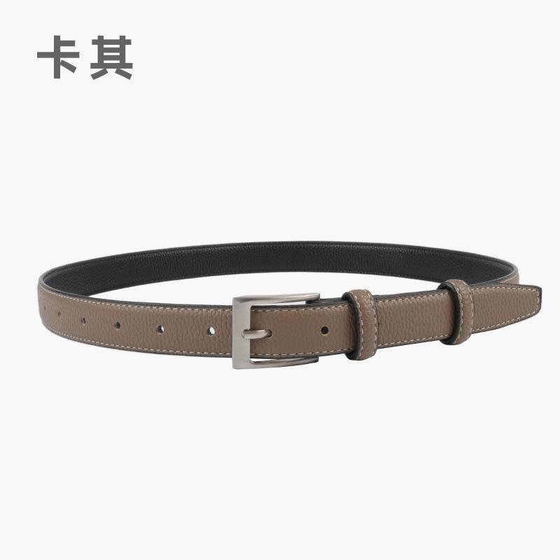The First Layer Of Cowhide Lychee Pattern Genuine Leather Women'S Belt Retro Belt With Jeans Casual Pants Width 2.3Cm Pin Buckle