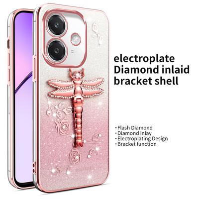 KADEM Case For Oppo A40 4G/A3x 5G/A60 5G Dragonfly Kickstand TPU Flowers Glitter Phone Cover