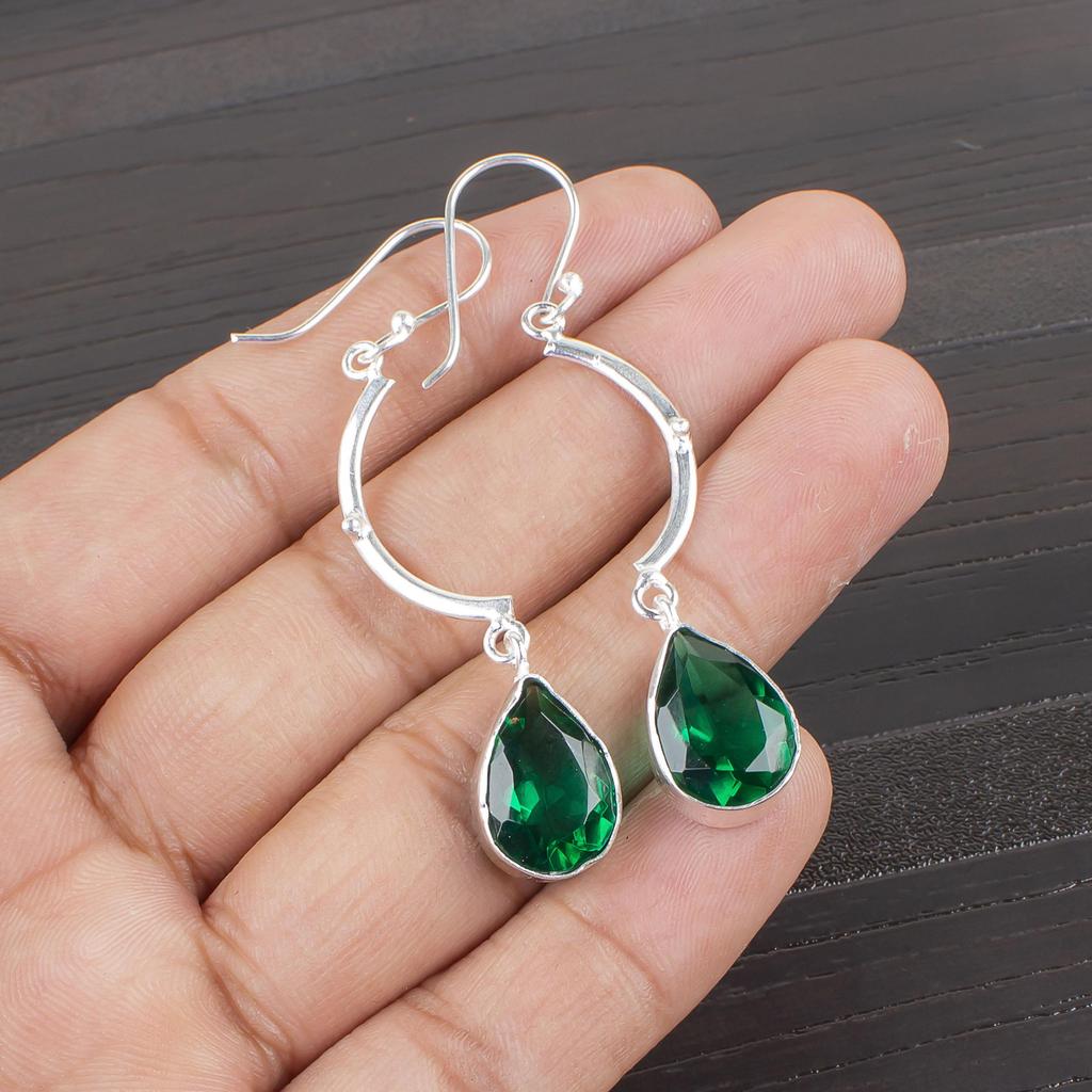 Emerald Gemstone Jewelry, Handmade Balancing Silver Earrings, Handmade Beautiful Earrings Gift for Activists