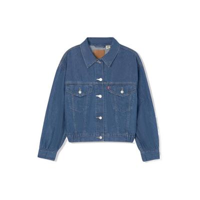 Levis SS22 Solid Color Single-Breasted Loose Denim Jacket Women Jackets Blue A1978-0000