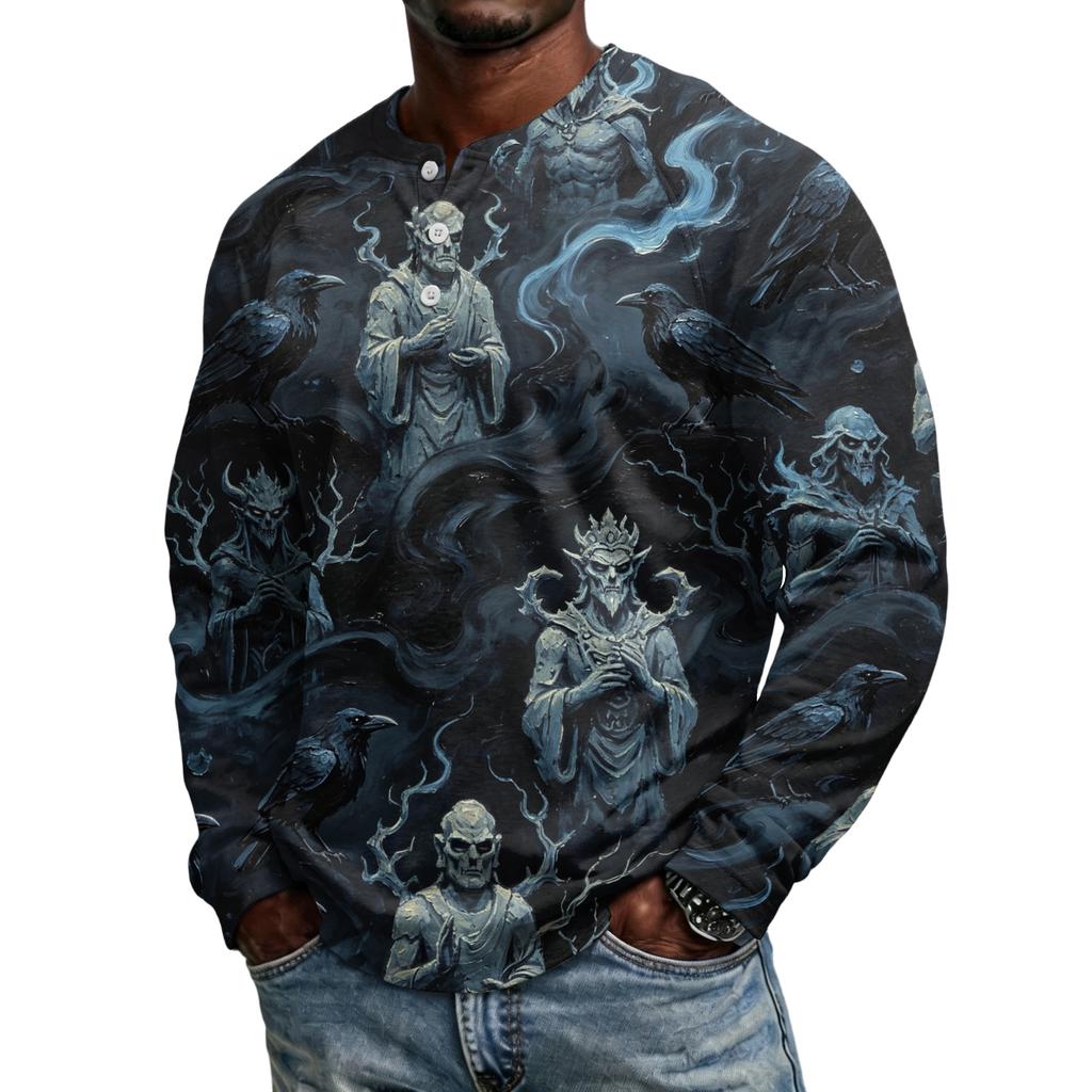 Men's Long Sleeve Shirt Loose Fit Casual Top for Halloween