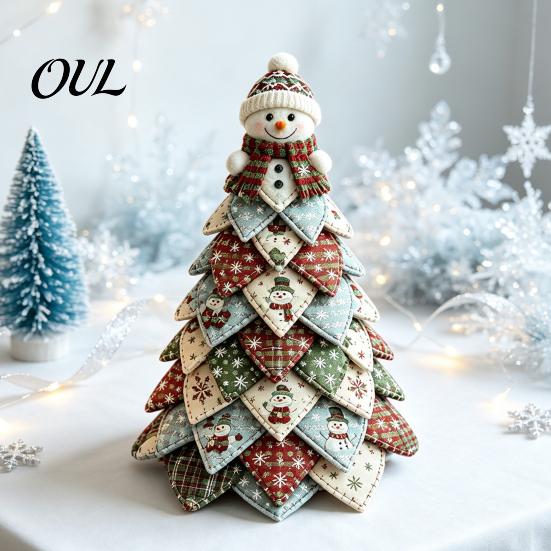 Craft Kits for Home Decor DIY Quilted Fabric Christmas Tree Kit, Vintage Patchwork Sewing Set Creative Gifts Friends Tabletop Decor, Handmade