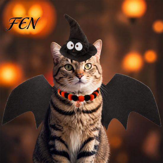 Holiday Gift for Pet Lovers Halloween Cat Costume, Bat Wings, Funny Witch Hat, Felt Creative Attire Festive Apparel Cats Small Dogs, Parties, Cosplay