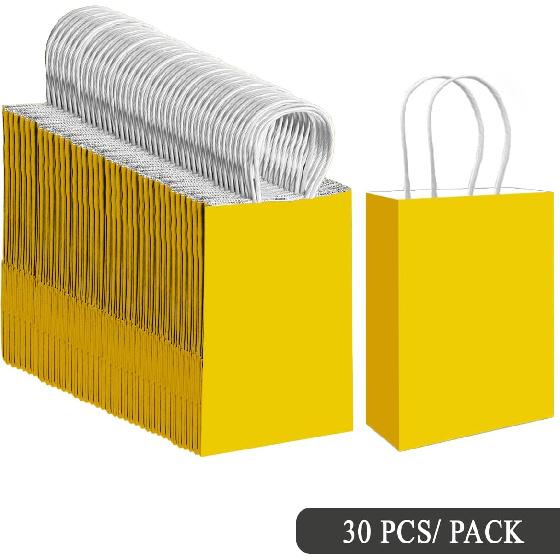 Qiqee 24PCS Medium Gift Bag with Handles Bulk 11"x5"x8" Gift Bags Bright Yellow Bags Multiple Uses (Medium Size)