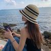 Hat women's 2024 new beach vacation woven straw hat summer seaside sunshade sun protection straw bucket hat basin hat