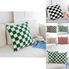 Geometrische Karierte Sherpa-Fleece Kissenbezüge Für Sofa Wohnzimmer Heimdeko