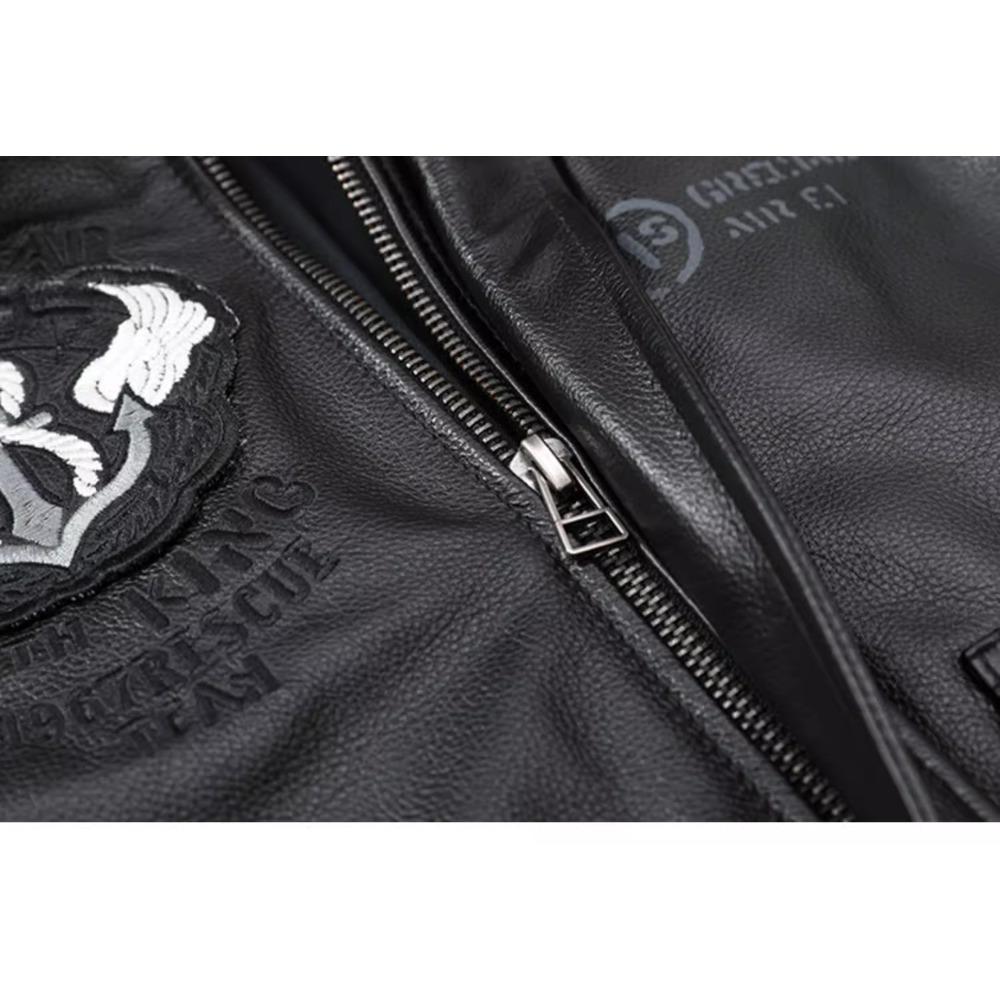 Chinese Size Genuine Leather Jacket for Men Real Cowhide Skin Military A2 Flight Suit Embroidered Pilot Coats Mens Aviation Clothing Autumn