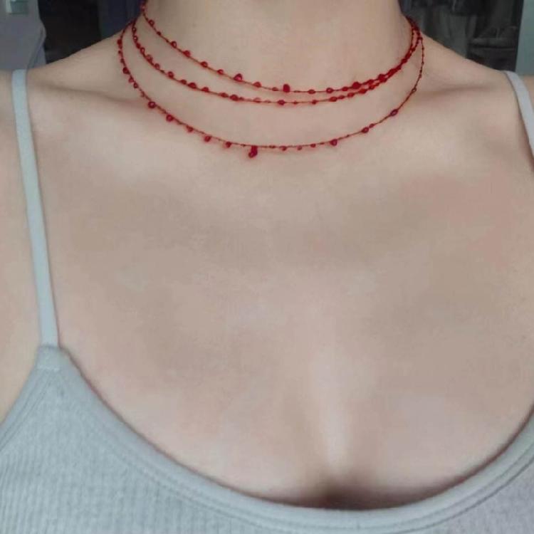 Collar de Goteo de Sangre Vintage Fiesta de Halloween Gargantillas de Sangre Collar Cadena para Clavícula Ajustable Gota de Sangre Pequeña
