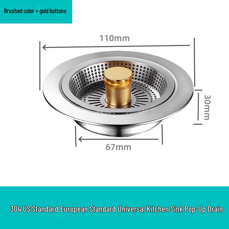 Stainless Steel Kitchen Sink Pop-Up Filter