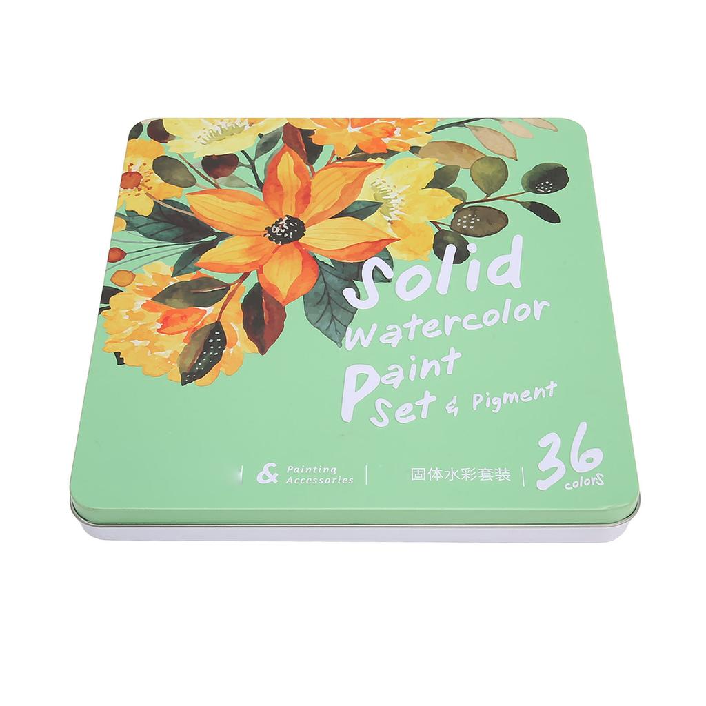 36 Colors Watercolor Paint Set with Brush Refillable Pen Sponge Strong Coloring Power Water Soluble Solid Watercolor